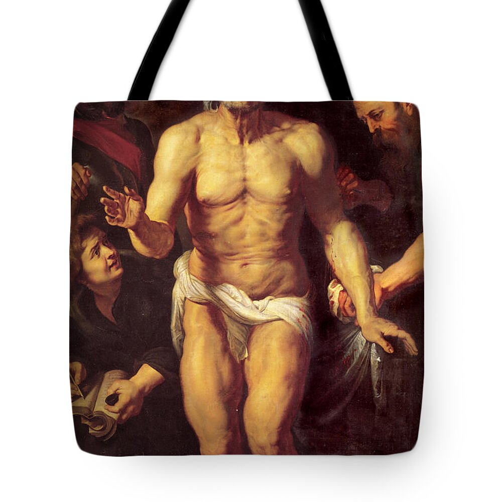 Death Of Seneca Tote Bag featuring the painting Death of Seneca by Peter Paul Rubens