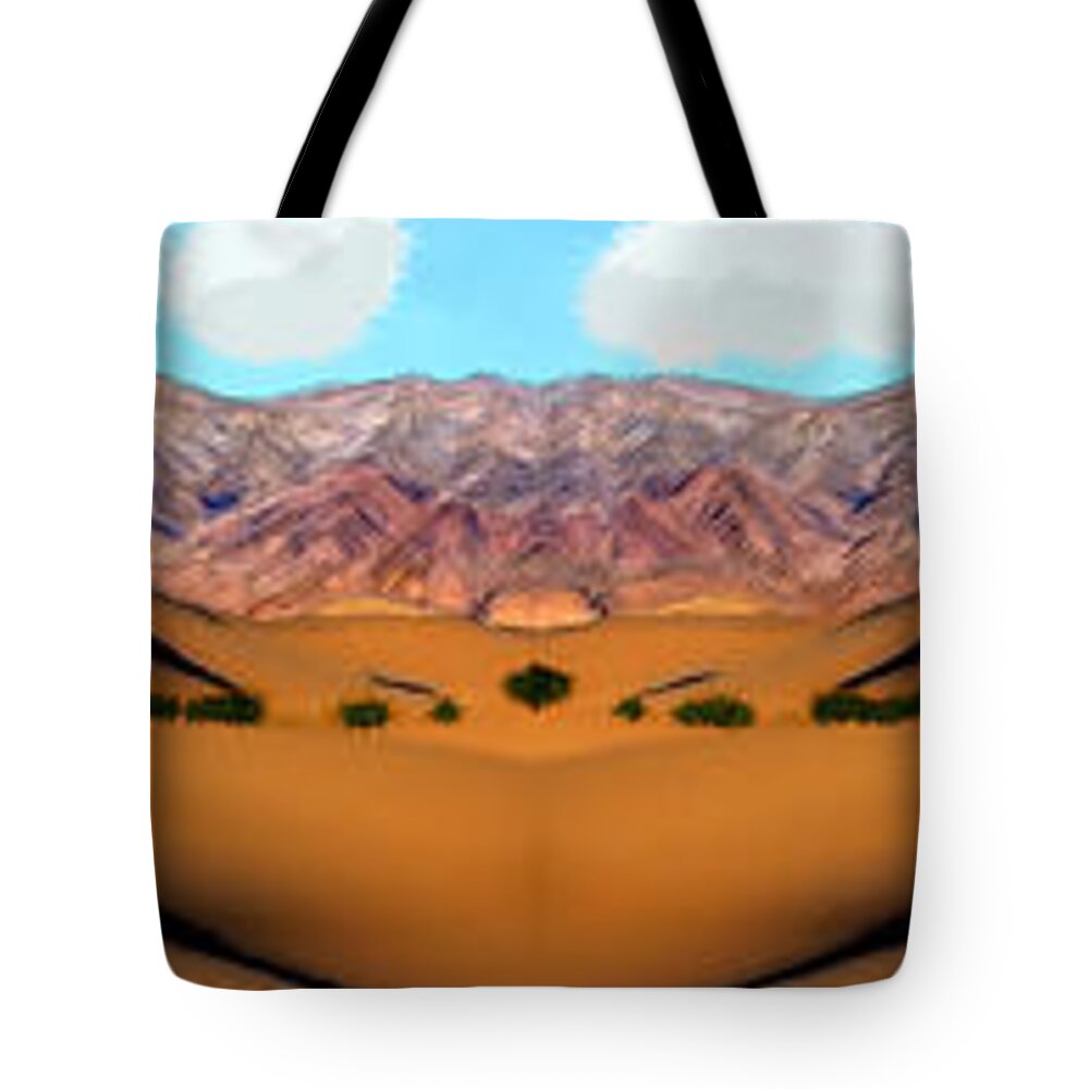 Desert Tote Bag featuring the painting Death Valley Nevada Pano by Bruce Nutting