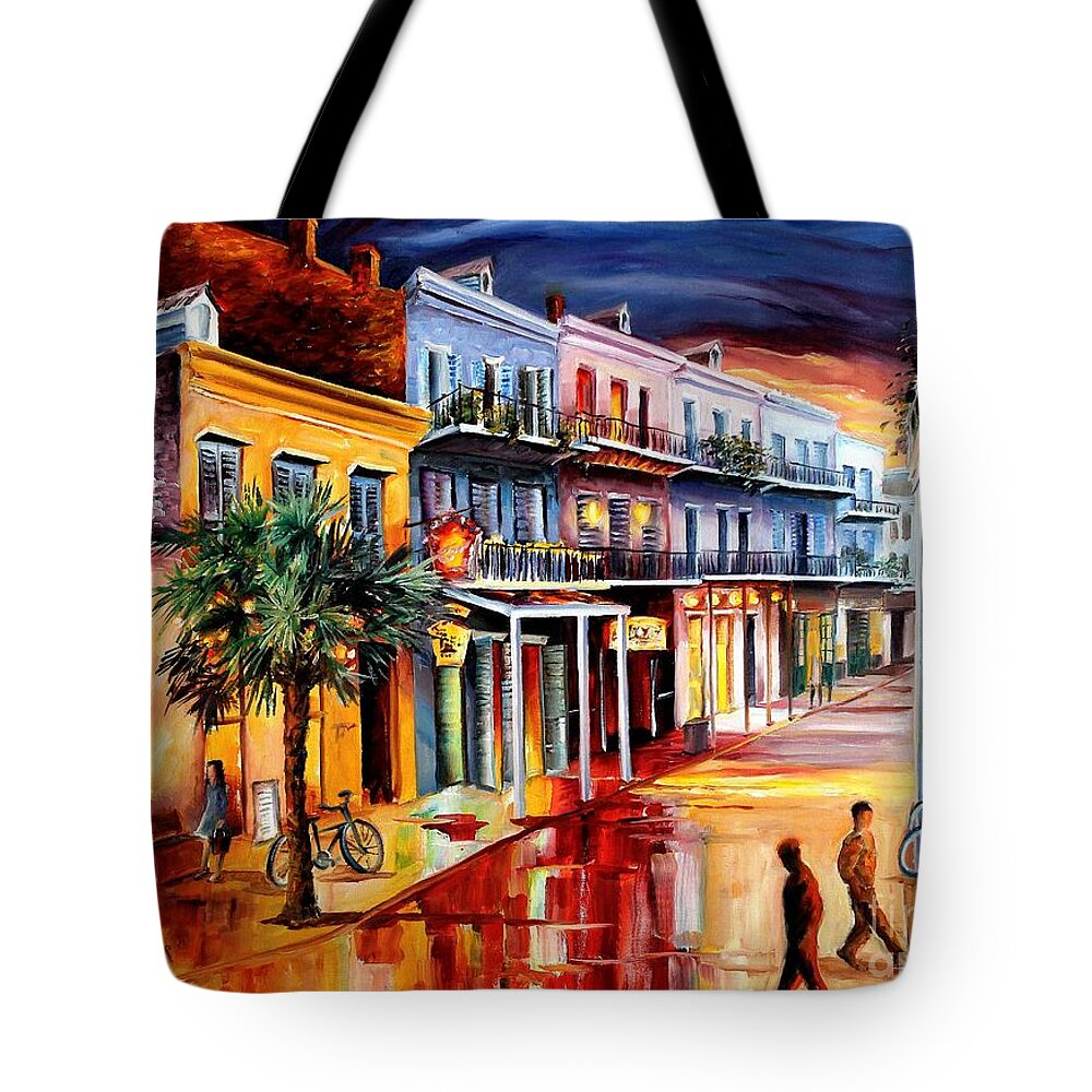 New Orleans Tote Bag featuring the painting Decatur at Dusk by Diane Millsap