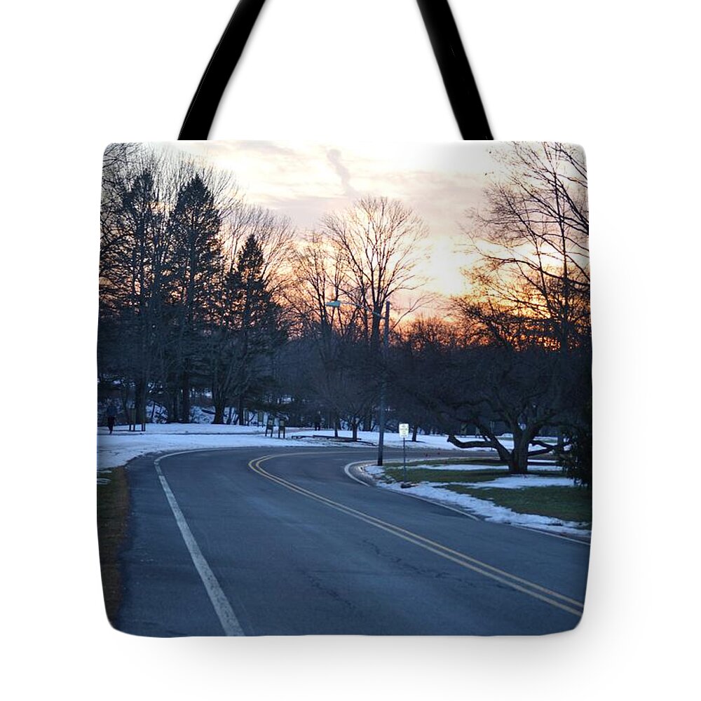 Season Greetings Tote Bag featuring the photograph December sunset by Sonali Gangane