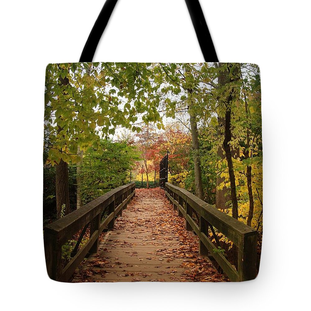 Autumn Landscapes Tote Bag featuring the photograph Decorate With Leaves - Holmdel Park by Angie Tirado