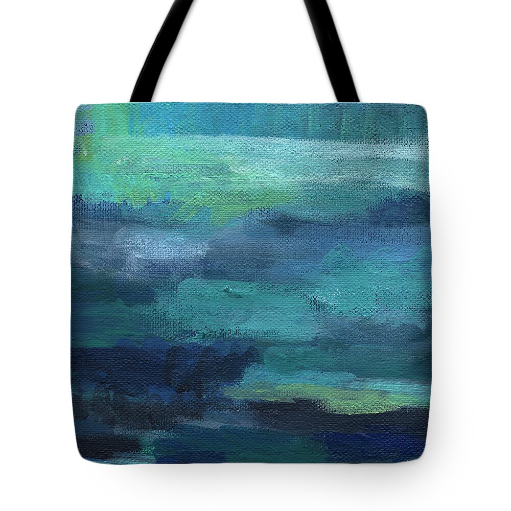 Blue Tote Bag featuring the painting Tranquility- abstract painting by Linda Woods