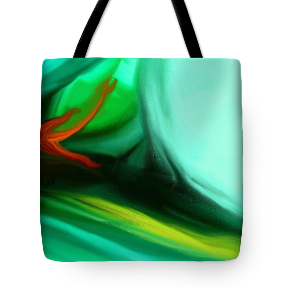 Abstract Tote Bag featuring the painting Deep Sea by Anita Lewis