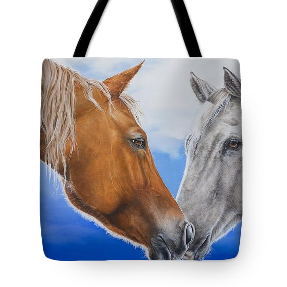 Horses Tote Bag featuring the painting Deja Vu by Joni Beinborn