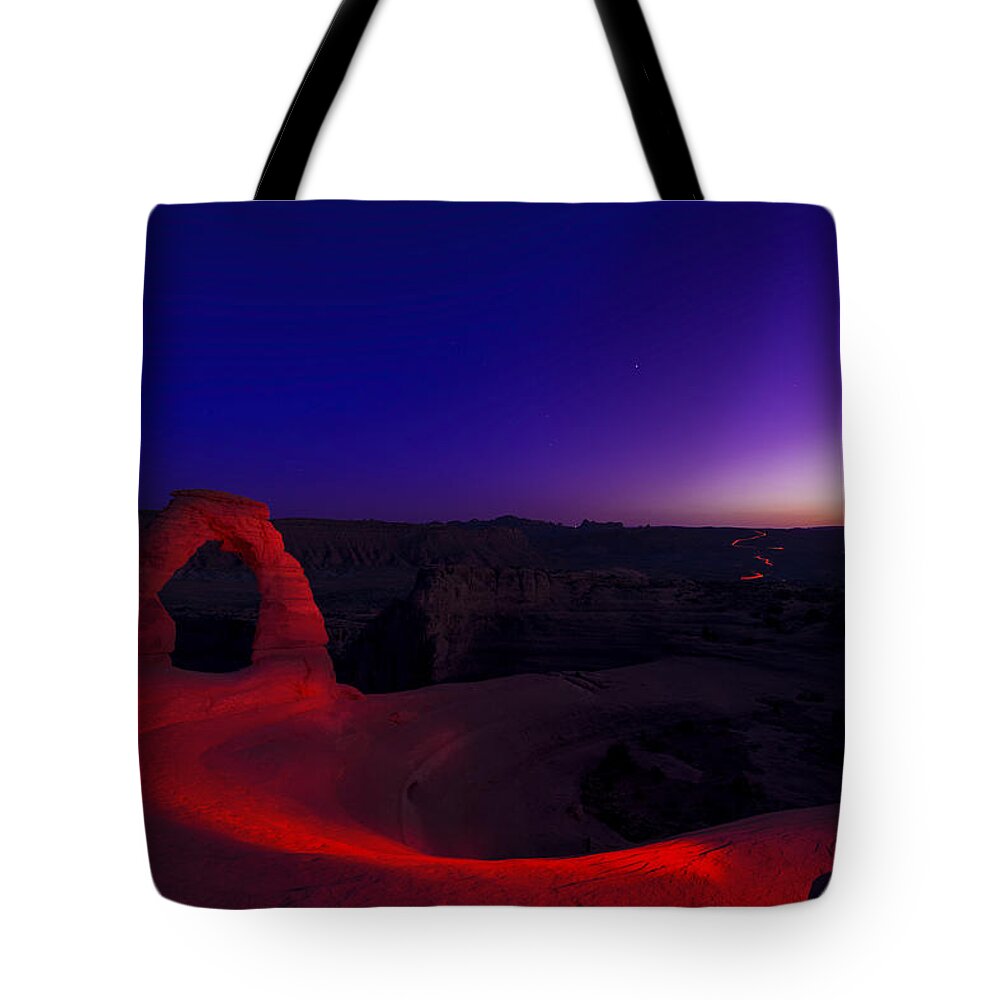 Utah Tote Bag featuring the photograph Delicate Twilight by Dustin LeFevre