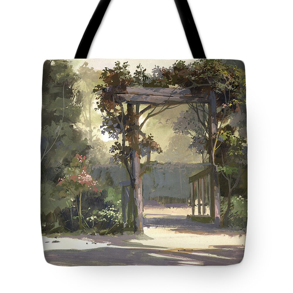 Landscape Tote Bag featuring the painting Descanso Gardens by Michael Humphries