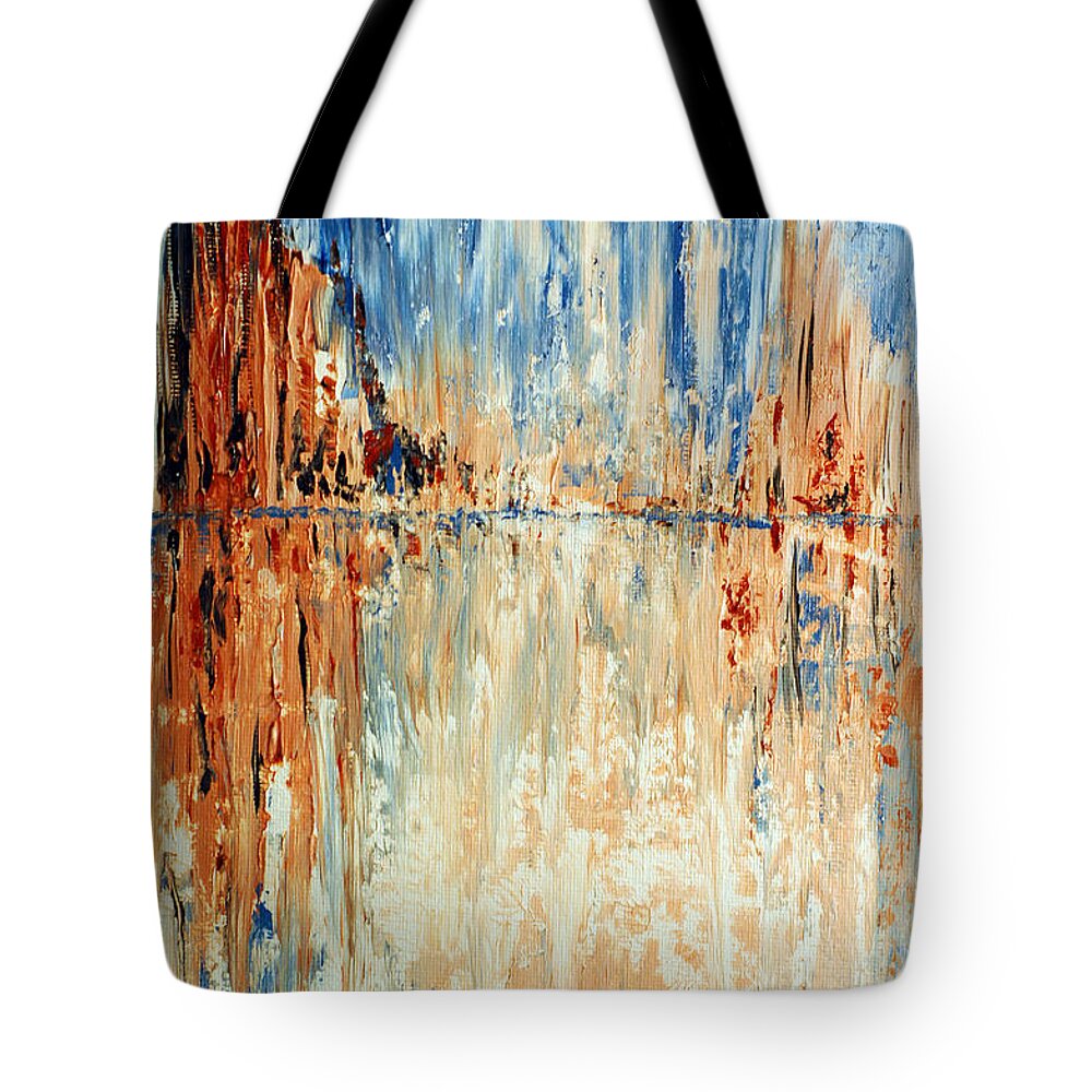 Desert Tote Bag featuring the painting Desert Mirage by Donna Blackhall