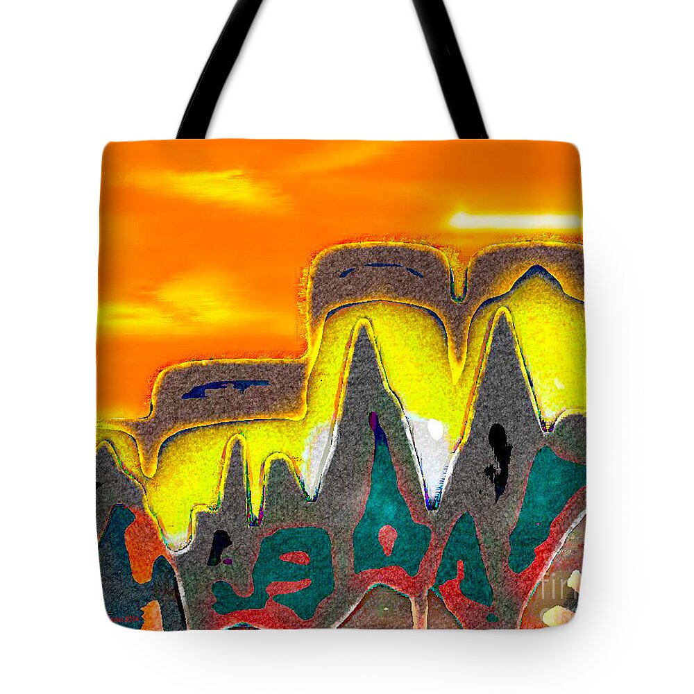 Abstract Tote Bag featuring the digital art Desert Mountain Abstract by Dee Flouton