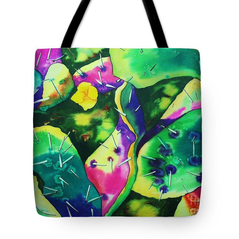 Poppy Tote Bag featuring the painting Desert Poppy Among the Cactus by Camille Brighten