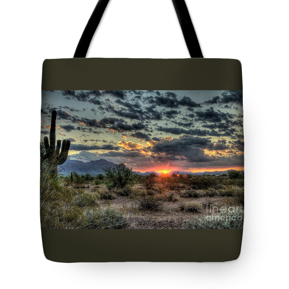 Arizona Tote Bag featuring the photograph Desert Sunrise by Saija Lehtonen