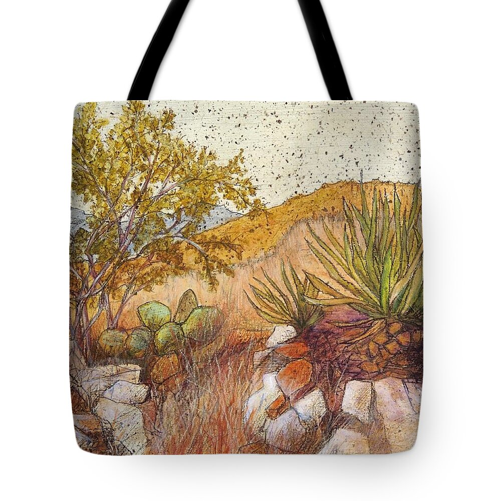 Landscape Tote Bag featuring the painting Desert Vegetation by Candy Mayer