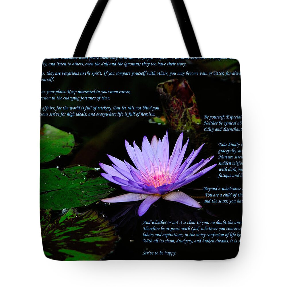 Desiderata Tote Bag featuring the photograph Desiderata by Greg Norrell