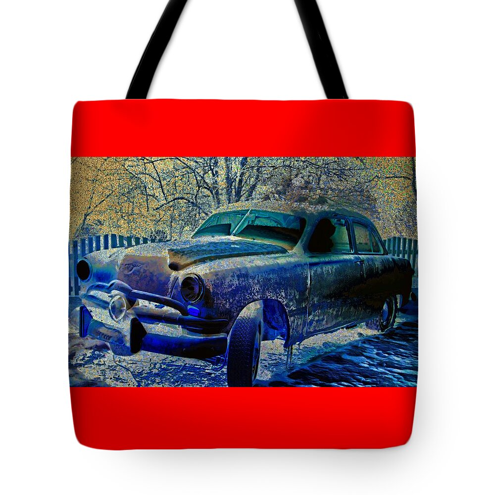 Vintage Car Tote Bag featuring the photograph Devil In My Car by William Rockwell