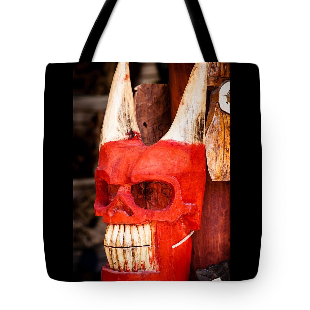 Mask Tote Bag featuring the photograph Devil in the Details by Melinda Ledsome