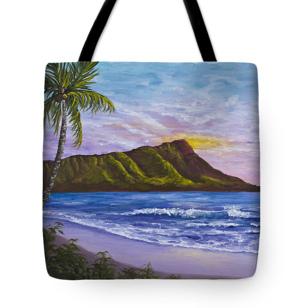 Hawaii Tote Bag featuring the painting Diamond Head by Darice Machel McGuire