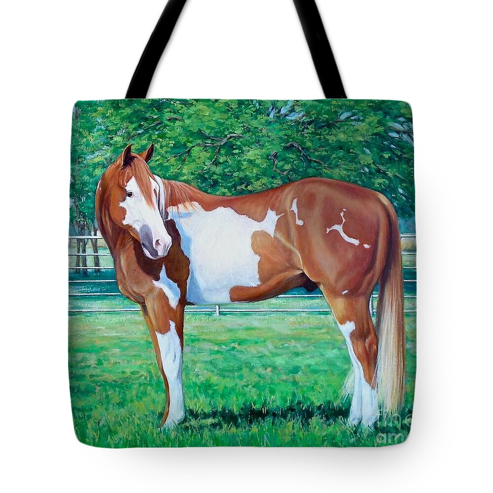 Horse Tote Bag featuring the painting Diamond of Riverview Ranch by Vickie Fears