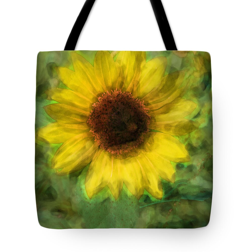 Sunflower Tote Bag featuring the digital art Digital Painting Series Sunflower by Cathy Anderson