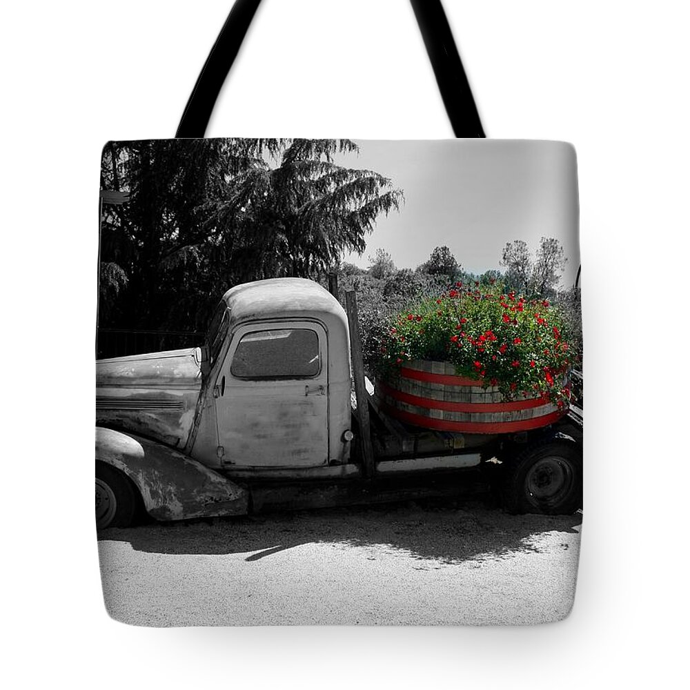 Truck Tote Bag featuring the photograph Dilapidated Beauty BW by Patrick Witz