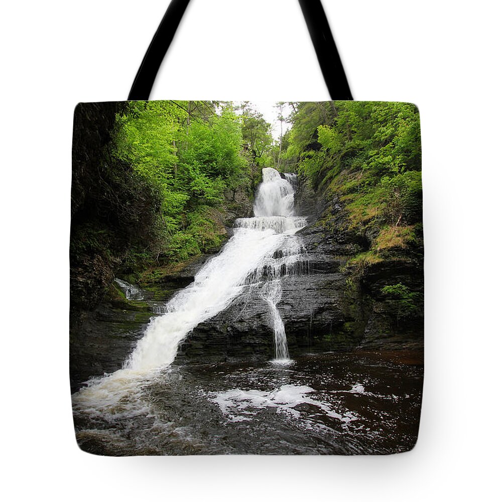 Waterfalls Tote Bag featuring the photograph Dingmans Falls by Trina Ansel