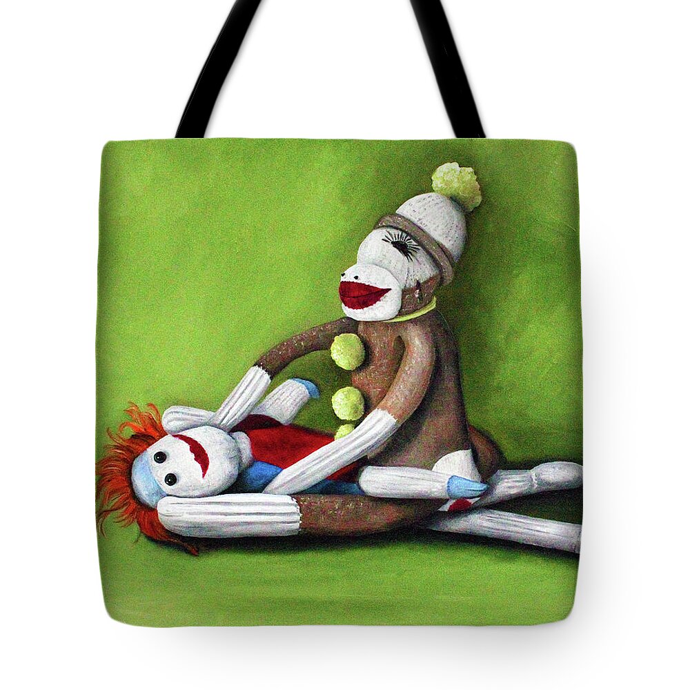 Sock Doll Tote Bag featuring the painting Dirty Socks by Leah Saulnier The Painting Maniac
