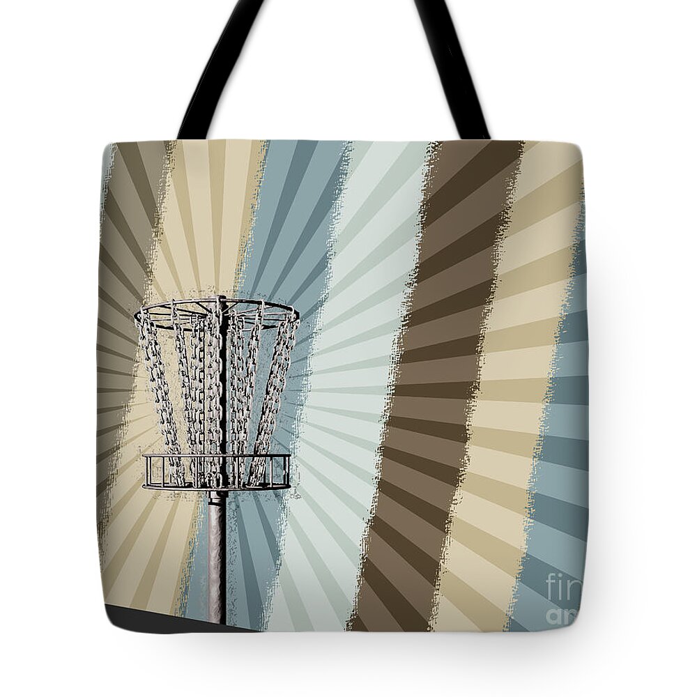 Disc Golf Tote Bag featuring the digital art Disc Golf Basket Graphic by Phil Perkins