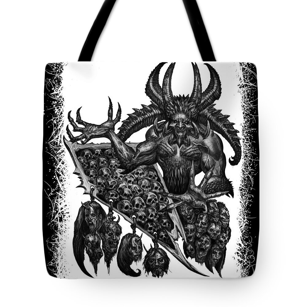 Tony Koehl Tote Bag featuring the drawing Display the Sins at Hand by Tony Koehl