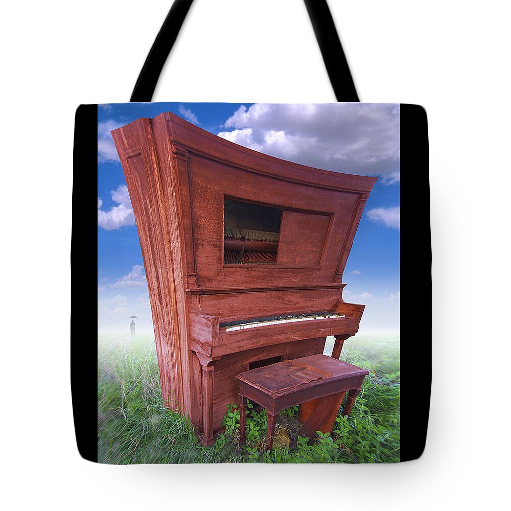 Distorted Upright Piano Tote Bag featuring the photograph Distorted Upright Piano by Mike McGlothlen