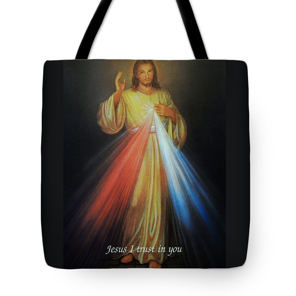 Divine Mercy Tote Bag featuring the photograph Divine Mercy Jesus by Anna Baker