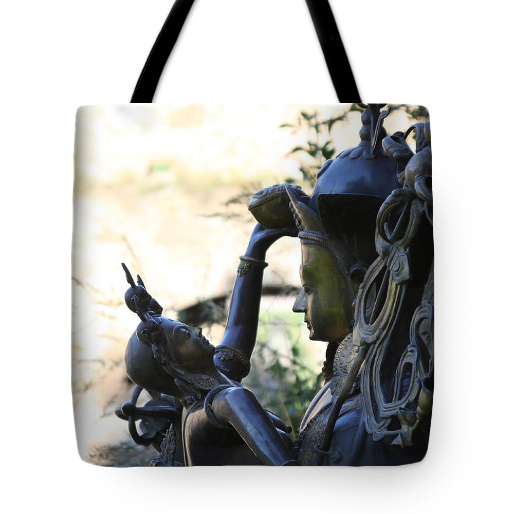 Hindu Tote Bag featuring the photograph Divine Mother and Child by Diana Haronis