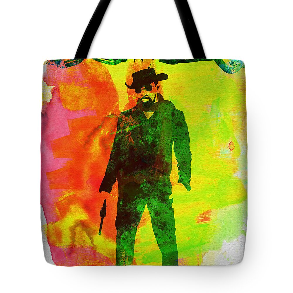 Django Unchained Tote Bag featuring the painting Django Unchained Watercolor by Naxart Studio