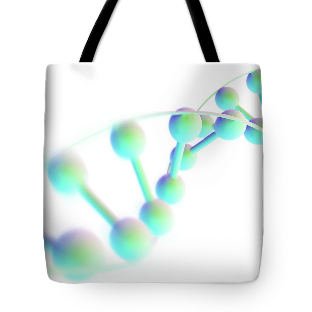 White Background Tote Bag featuring the digital art Dna Molecule, Computer Artwork by Science Photo Library - Pasieka