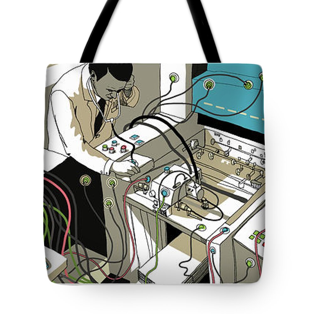 40-44 Years Tote Bag featuring the photograph Doctors Monitoring Health Of Paper by Ikon Ikon Images