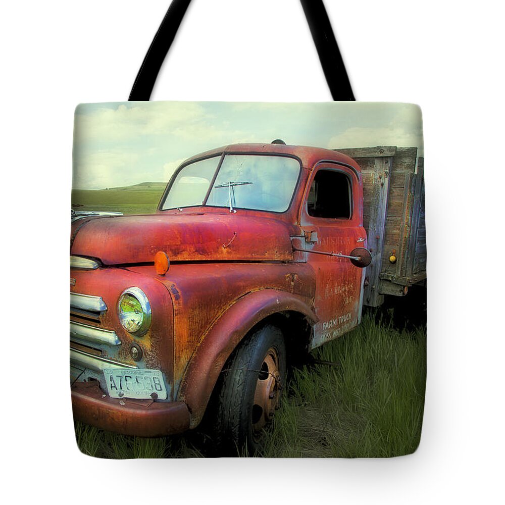 Old Truck Tote Bag featuring the photograph Dodge Farm Truck by Theresa Tahara