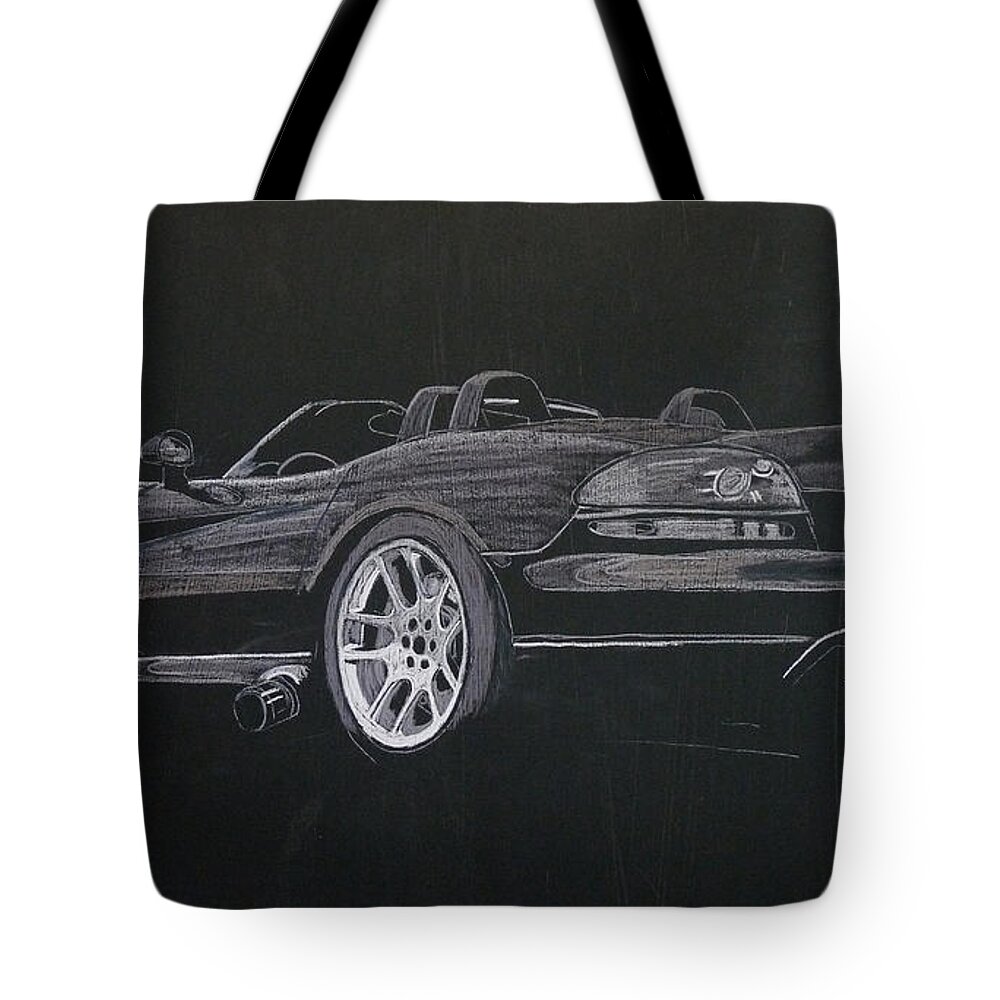 Dodge Tote Bag featuring the painting Dodge Viper Convertible by Richard Le Page