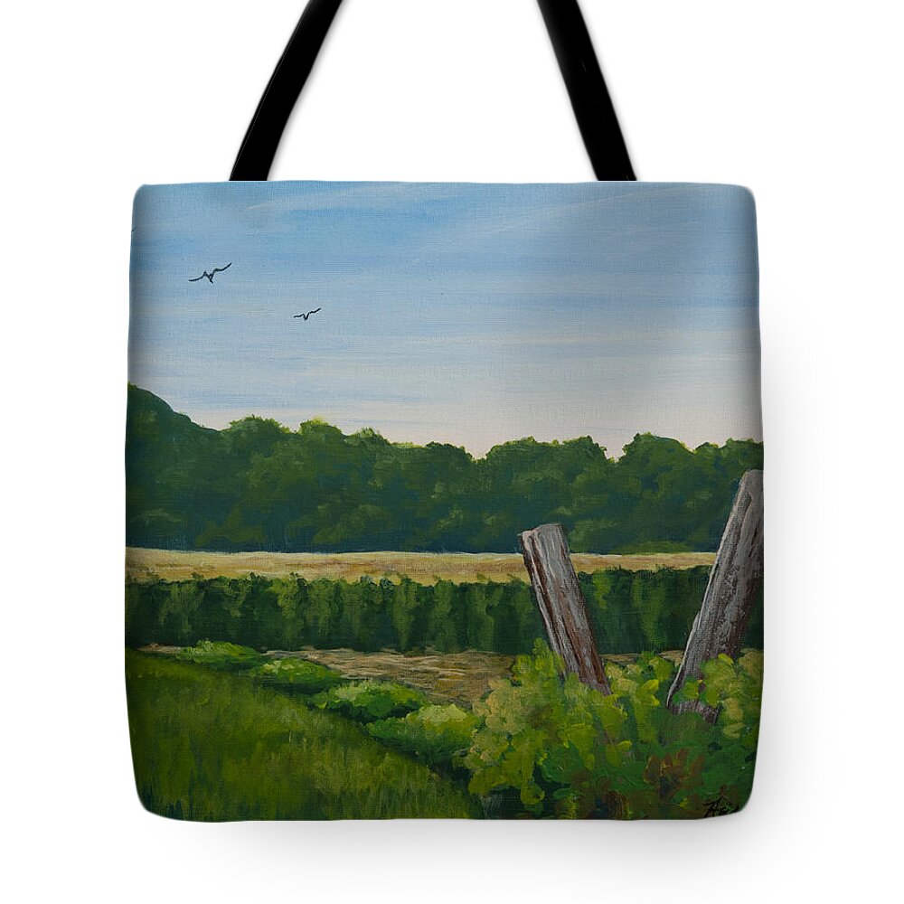 Landscape Tote Bag featuring the painting Dog Days by Heidi E Nelson