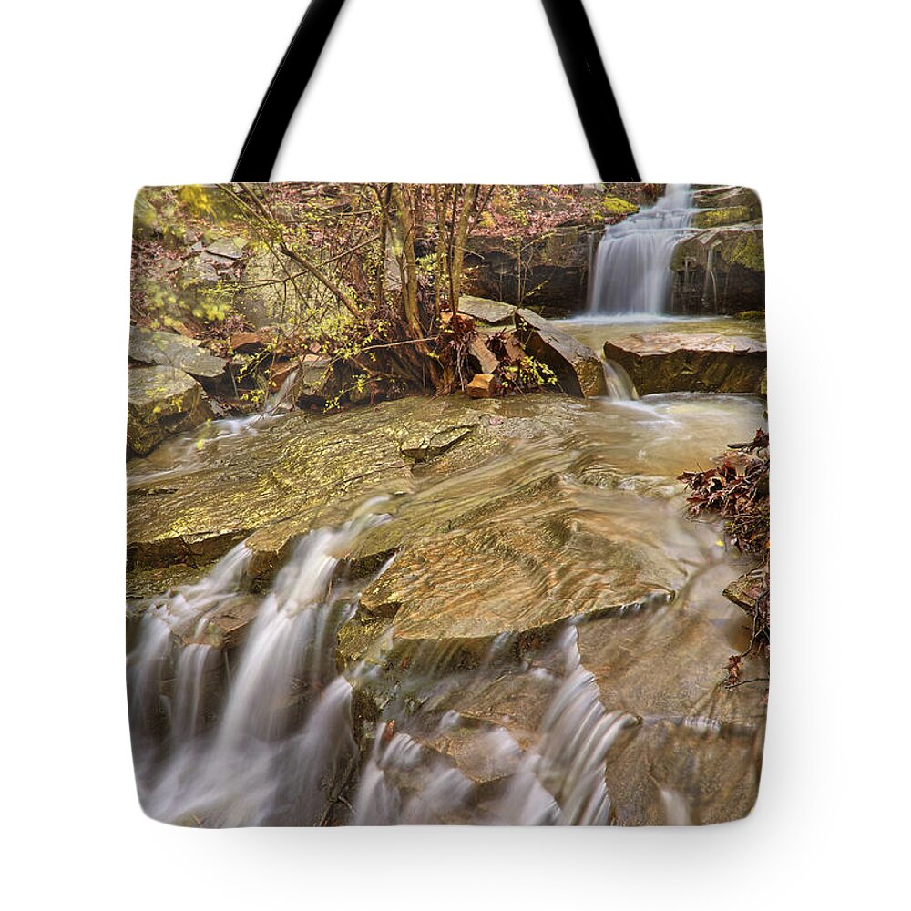 Dogtown Falls Tote Bag featuring the photograph Dogtown Falls - Arkansas - Emerald Park - North Little Rock by Jason Politte