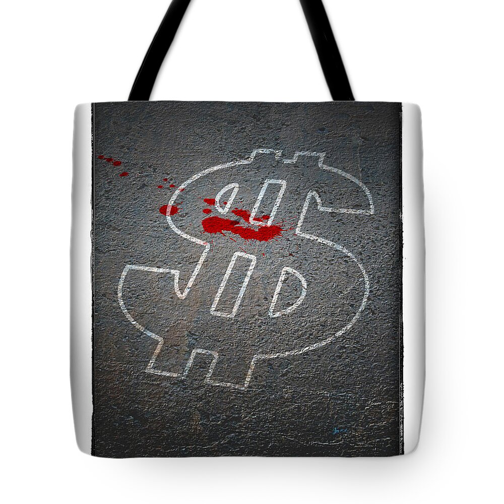 Dollar Tote Bag featuring the digital art Dollar Demise by Chris Van Es
