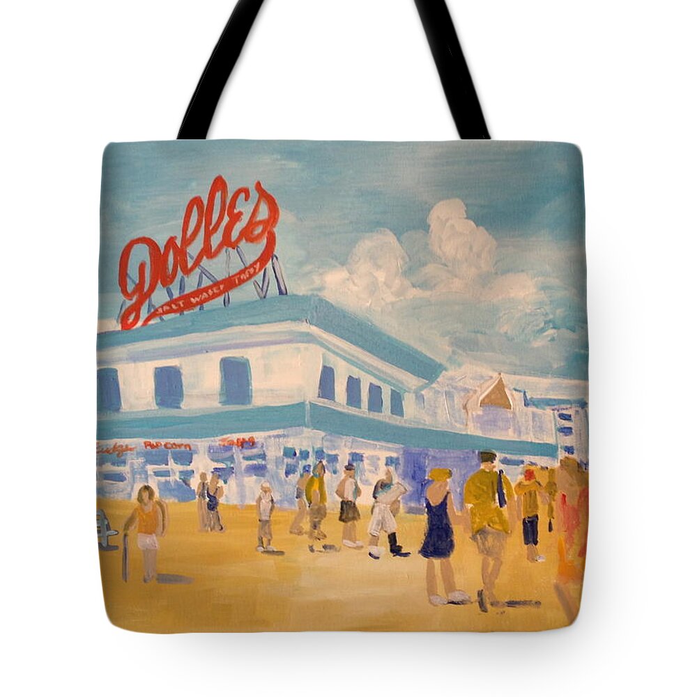 Rehoboth Tote Bag featuring the painting Dolles Salt Water Taffy by Christina Schott