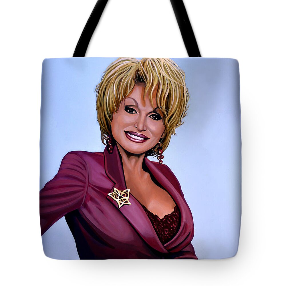 Dolly Parton Tote Bag featuring the painting Dolly Parton by Paul Meijering