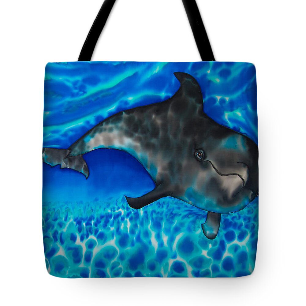 Dolphin Tote Bag featuring the painting Dolphin in Saint Lucia by Daniel Jean-Baptiste