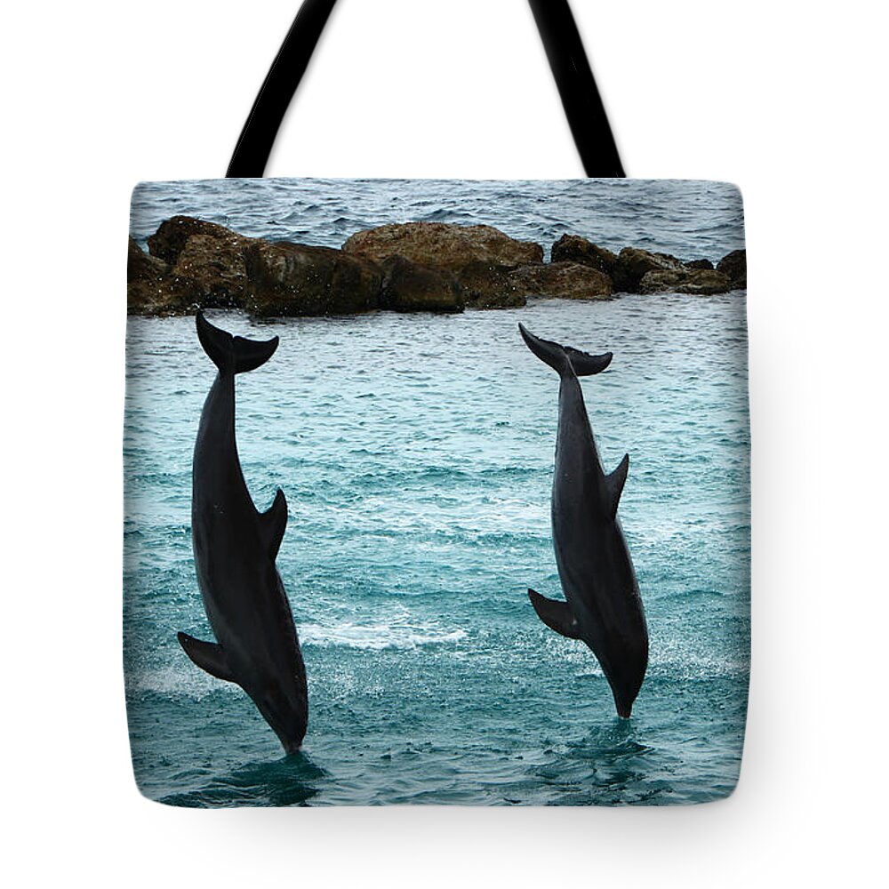 Dolphin Tote Bag featuring the photograph Upside down by Adriana Zoon
