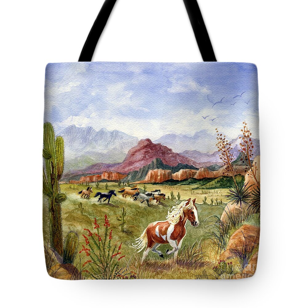 Mustang Tote Bag featuring the painting Don't Fence Me In Part One by Marilyn Smith