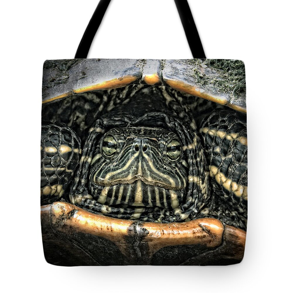 Turtle Tote Bag featuring the photograph Don't Rock My House - Turtle by Ella Kaye Dickey