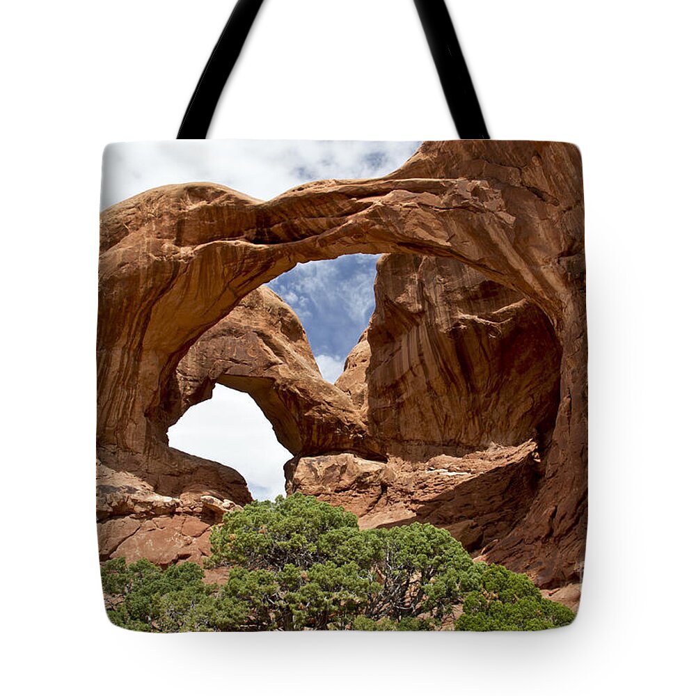 National Parks. Arches Tote Bag featuring the photograph Double Arch - Arches NP by Kathy McClure