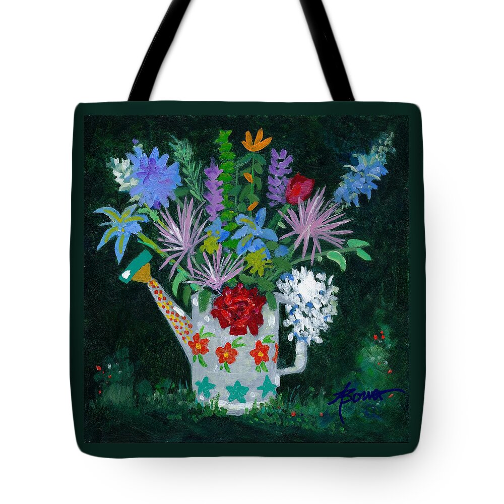 Flowers Tote Bag featuring the painting Double Duty by Adele Bower