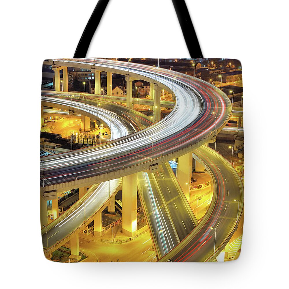 Built Structure Tote Bag featuring the photograph Double Helix Of Nanpu Bridge by Wei Fang