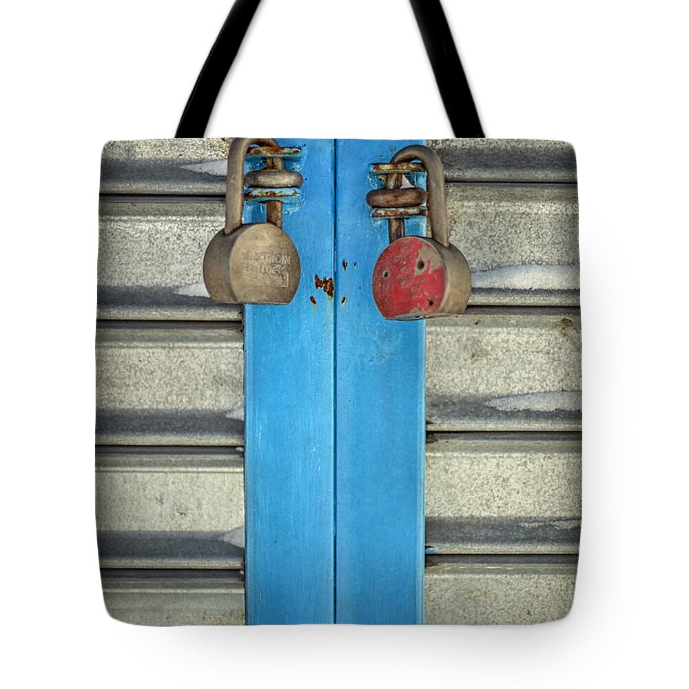 Padlock Tote Bag featuring the photograph Double Or Nothing by Evelina Kremsdorf