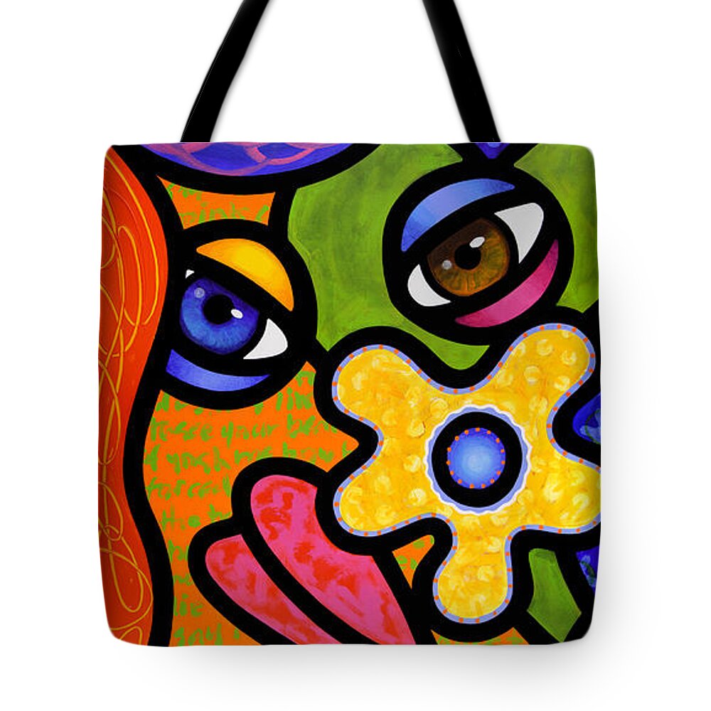 Abstract Tote Bag featuring the painting Double Take by Steven Scott