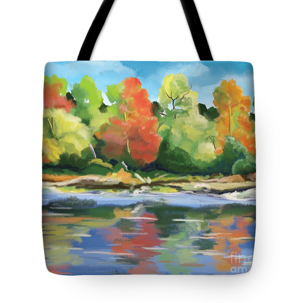 River Tote Bag featuring the painting Down By The River by Tim Gilliland
