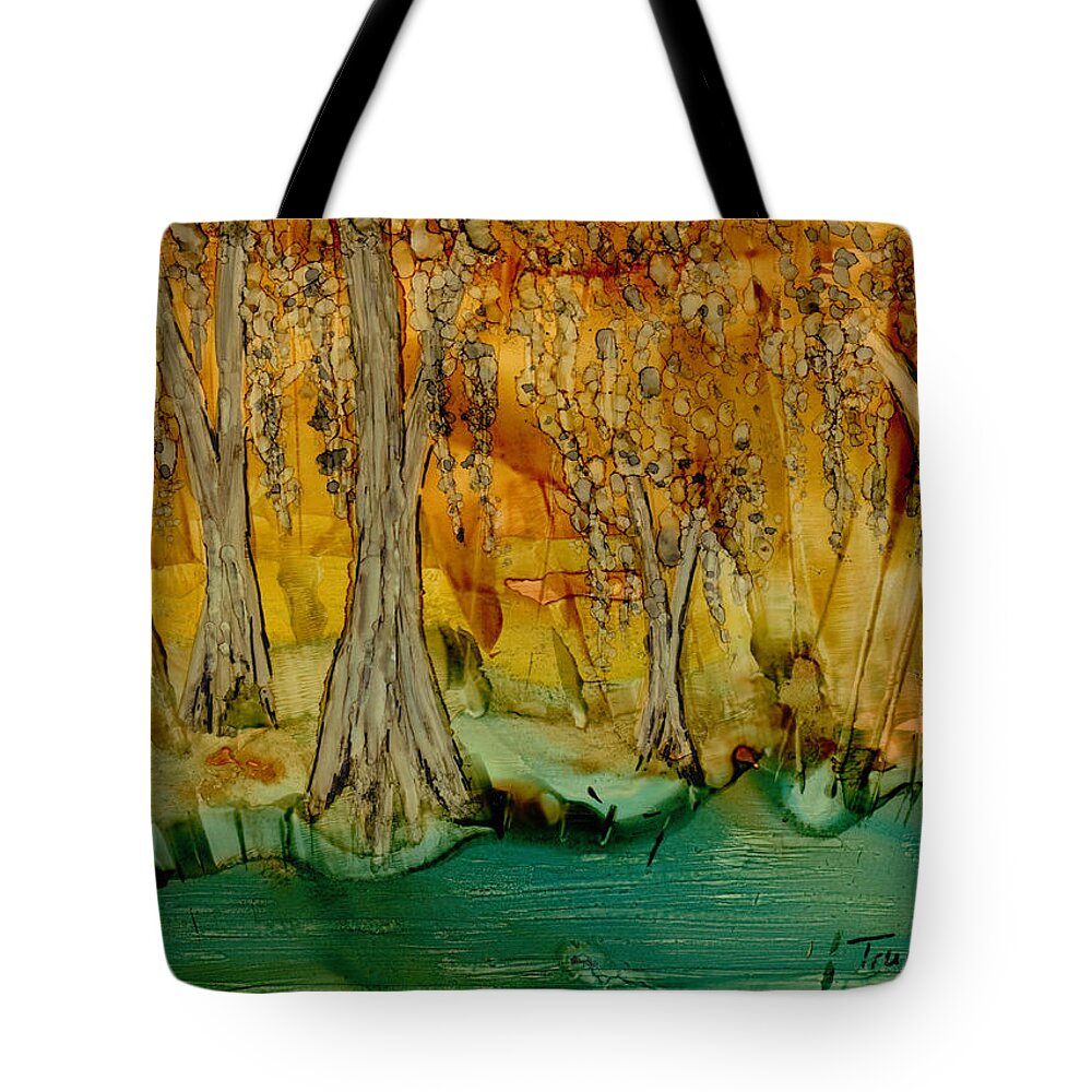 Bayou Tote Bag featuring the painting Down on the Bayou by Laurie Williams